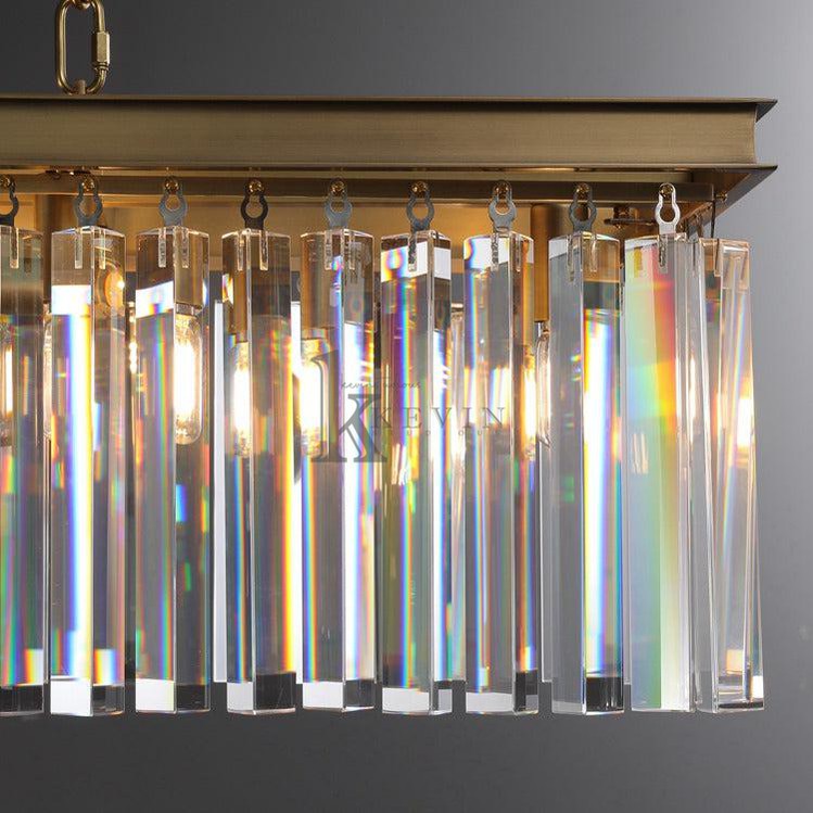 Lova Modern Crystal Rectangular Chandelier Over Dining Table chandelier Kevin Studio Inc