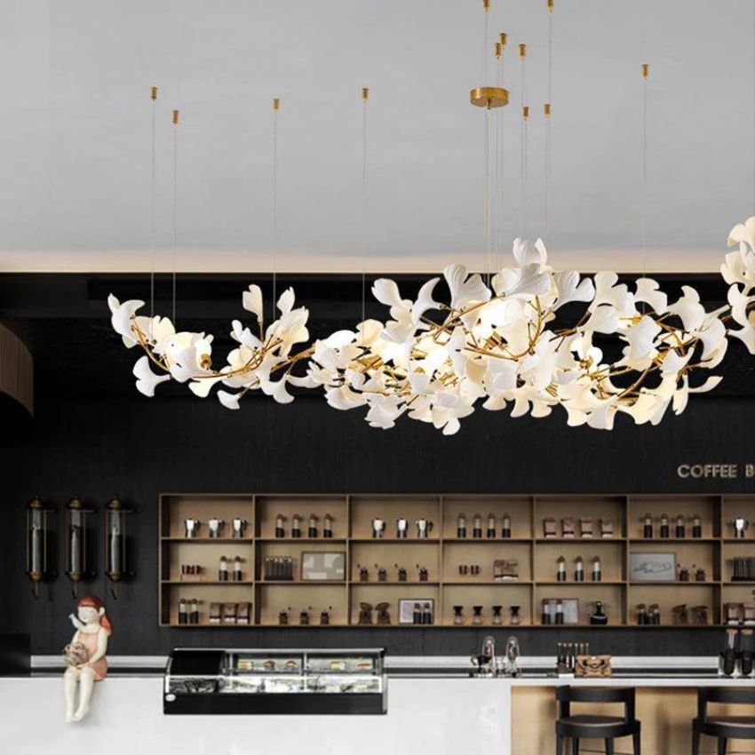 Modern Ceramic Ginkgo Leave Chandelier 4 Sizes Over Dining Table Chandelier Kevin Studio Inc