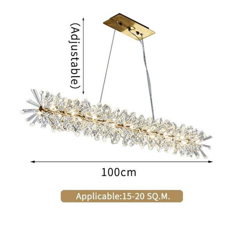 Betty Modern Linear Crystal Chandelier Over Dining Table Chandelier Kevin Studio Inc
