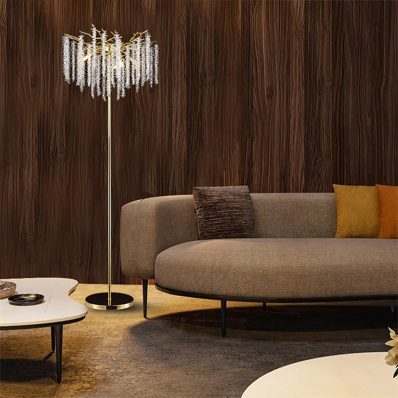 Azure Modern Stylish Gold Coin Crystal Floor Lamp For Bedroom, Living Room Floor standing lamps Kevin Studio Inc