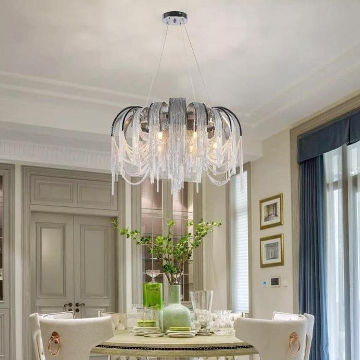 Flavio Modern Luxury Aluminum Chain Tassel Chandelier Chandelier Kevin Studio Inc