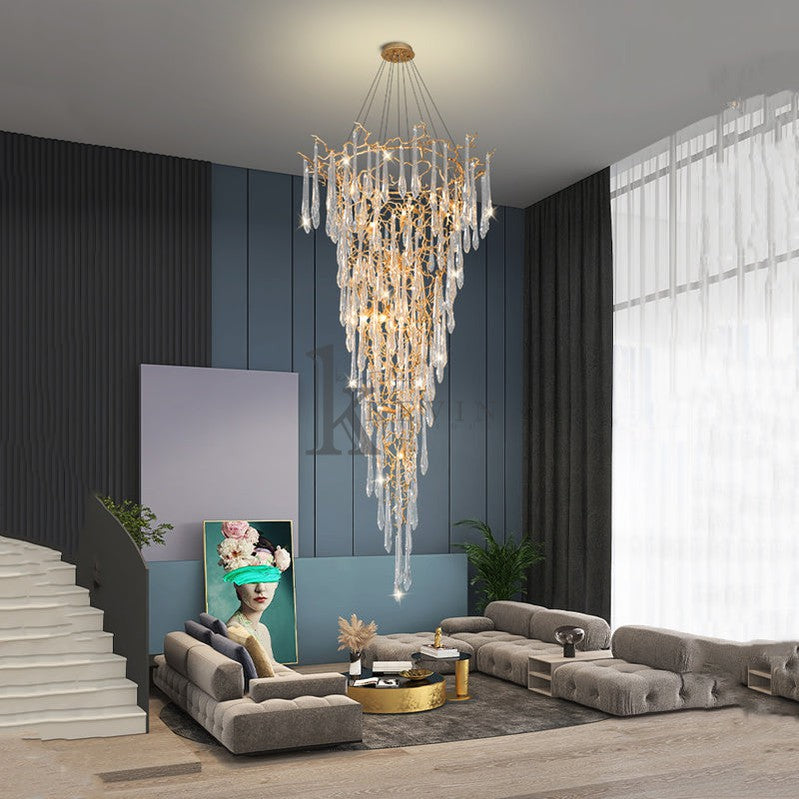 Carol Amboise Crystal Droplet Branch Staircase Chandelier Branch Chandelier Kevin Studio Inc