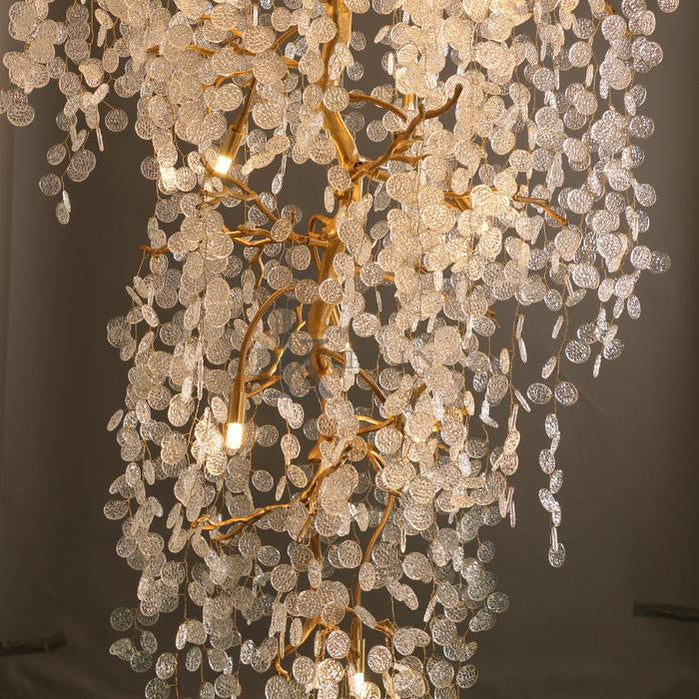 Electra Blossom Petal Detail Grand Staircase Chandelier Branch Chandelier Kevin Studio Inc