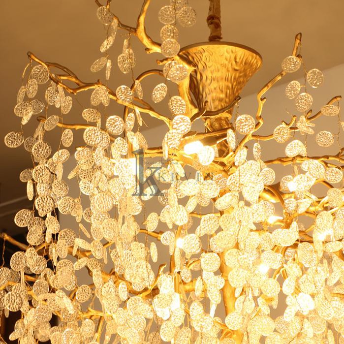 Electra Blossom Petal Detail Grand Staircase Chandelier Branch Chandelier Kevin Studio Inc