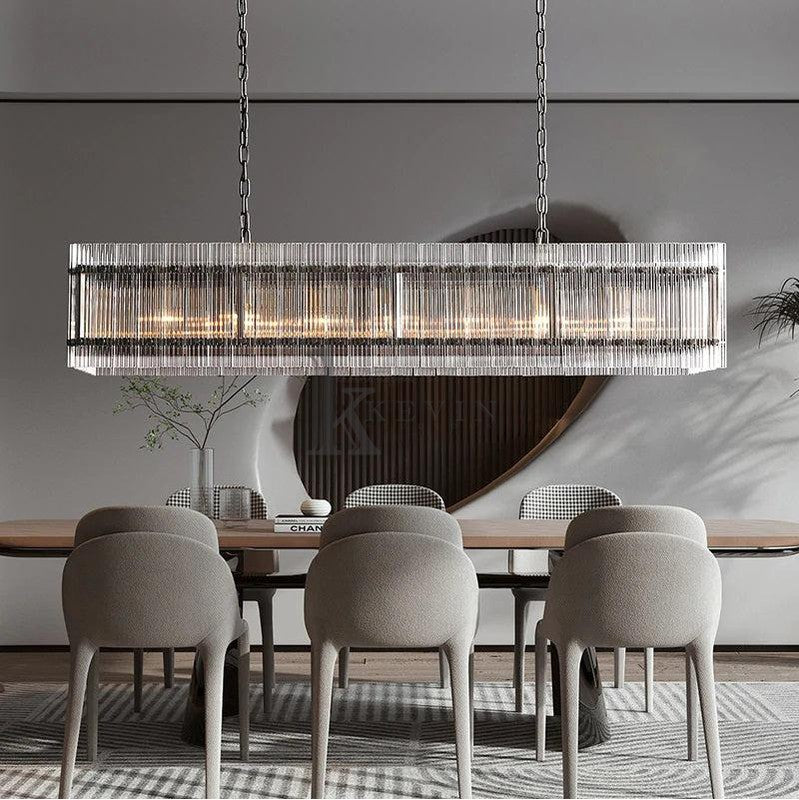 Soria Modern Glass Rectangle Chandelier 54", 72" chandelier Kevin Studio Inc