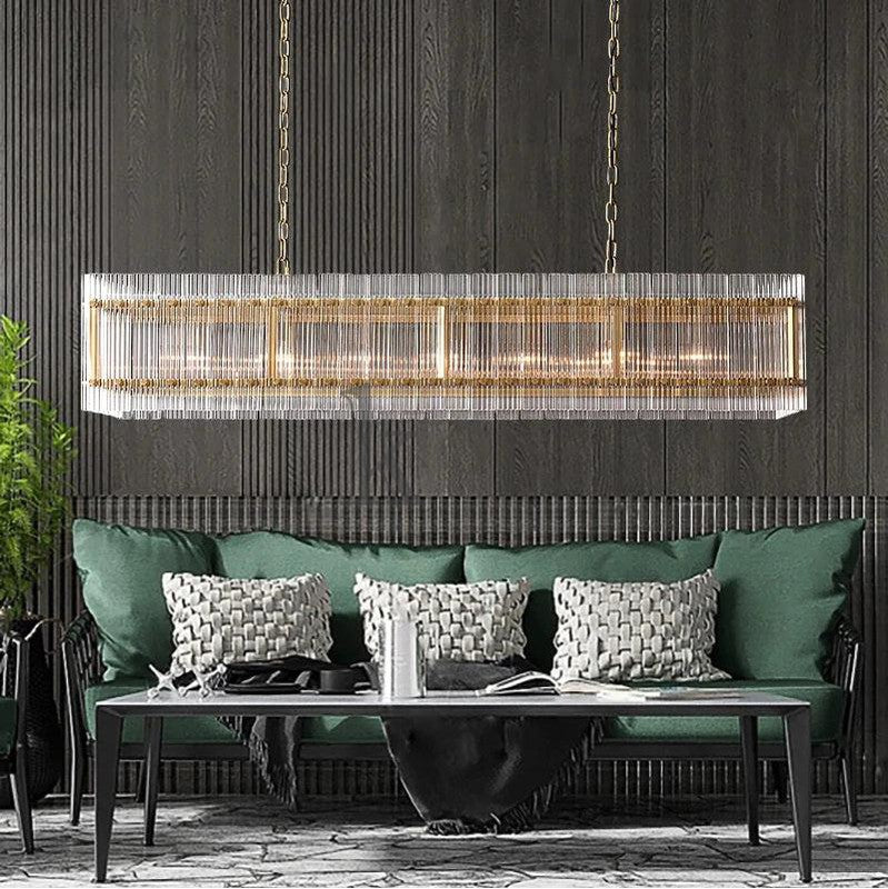 Soria Modern Glass Rectangle Chandelier 54", 72" chandelier Kevin Studio Inc