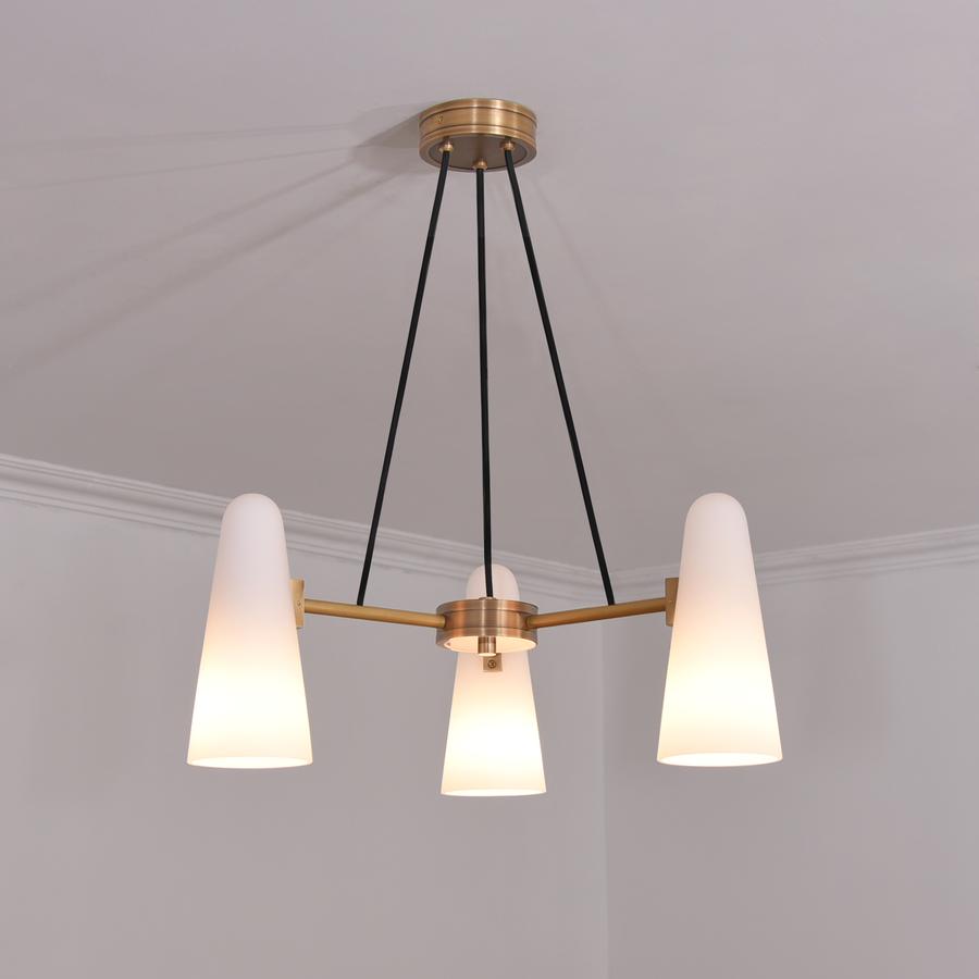 Lydia White Ceramics Round Chandelier 32", 3-lights For Living Room Chandelier Kevin Studio Inc