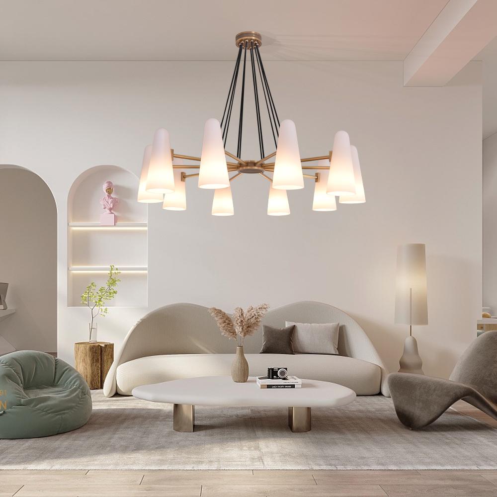 Lydia Modern White Ceramics Round Chandelier 44", 10-lights Chandelier Kevin Studio Inc