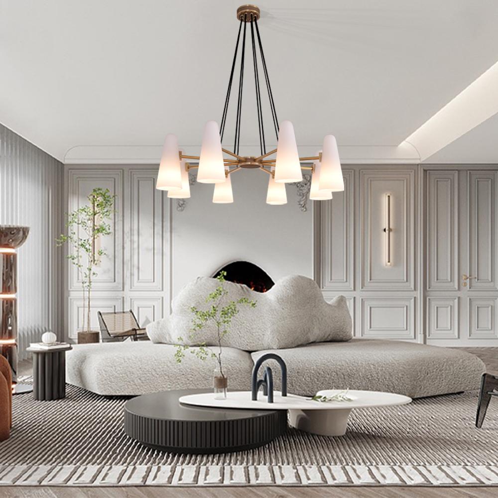 Lydia Modern White Ceramics Round Chandelier 36", 8-lights Chandelier Kevin Studio Inc