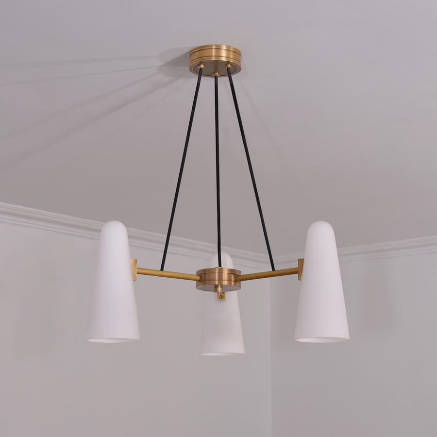 Lydia White Ceramics Round Chandelier 32", 3-lights For Living Room Chandelier Kevin Studio Inc