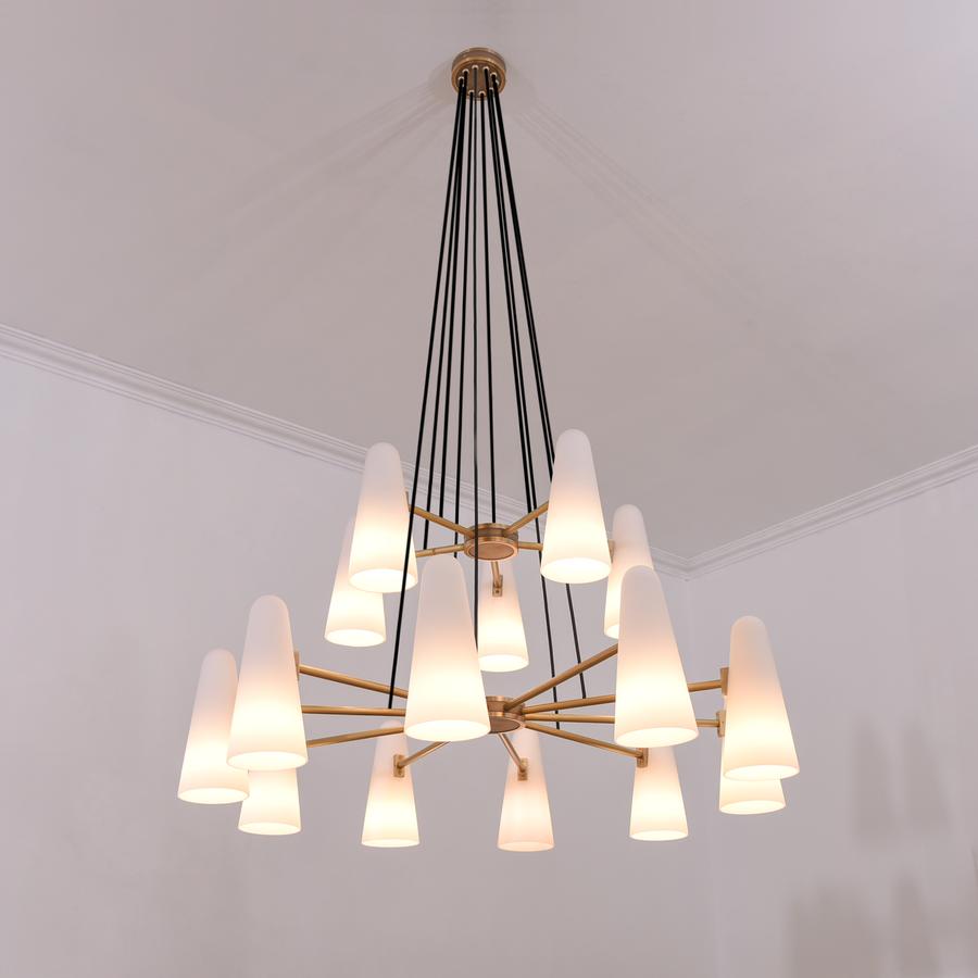 Lydia Modern White Ceramics 2-Tier Round Chandelier 44",15-lights Chandelier Kevin Studio Inc
