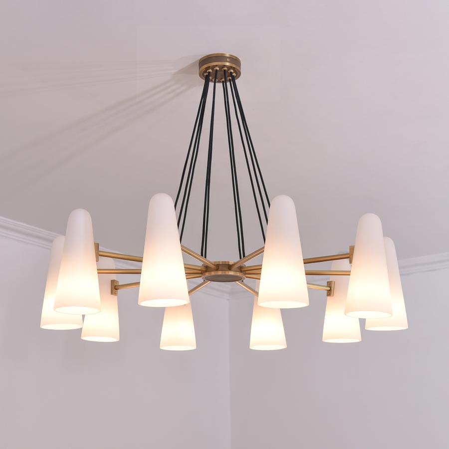 Lydia Modern White Ceramics Round Chandelier 44", 10-lights Chandelier Kevin Studio Inc