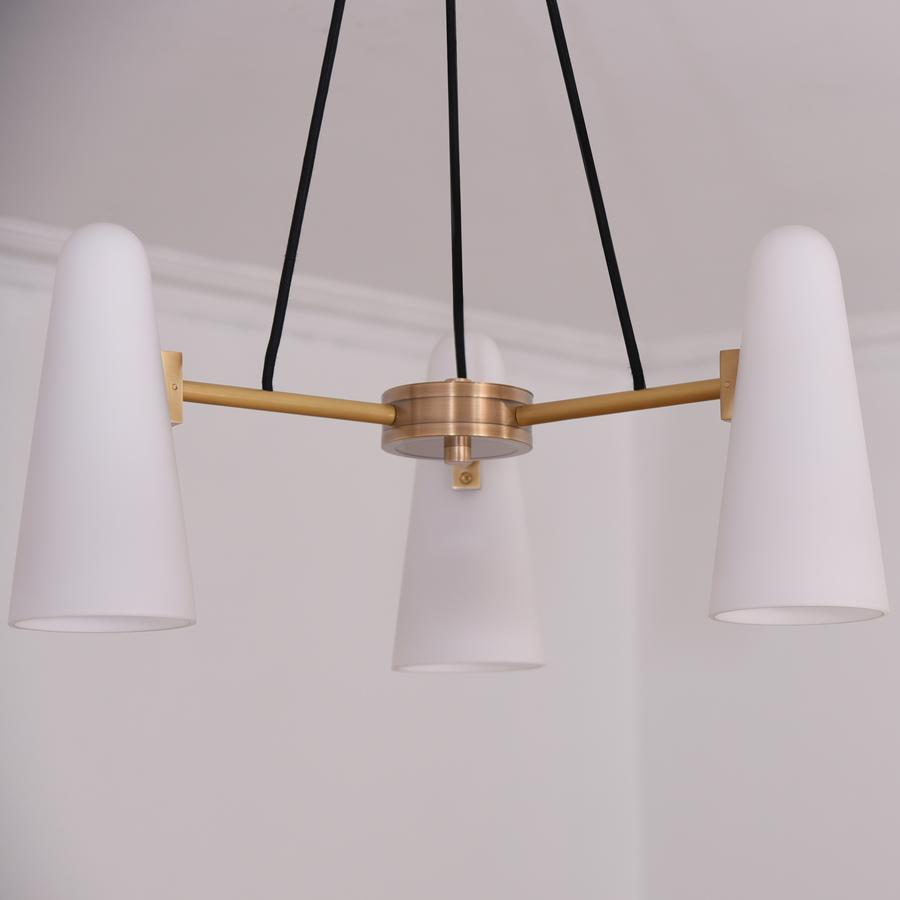 Lydia White Ceramics Round Chandelier 32", 3-lights For Living Room Chandelier Kevin Studio Inc