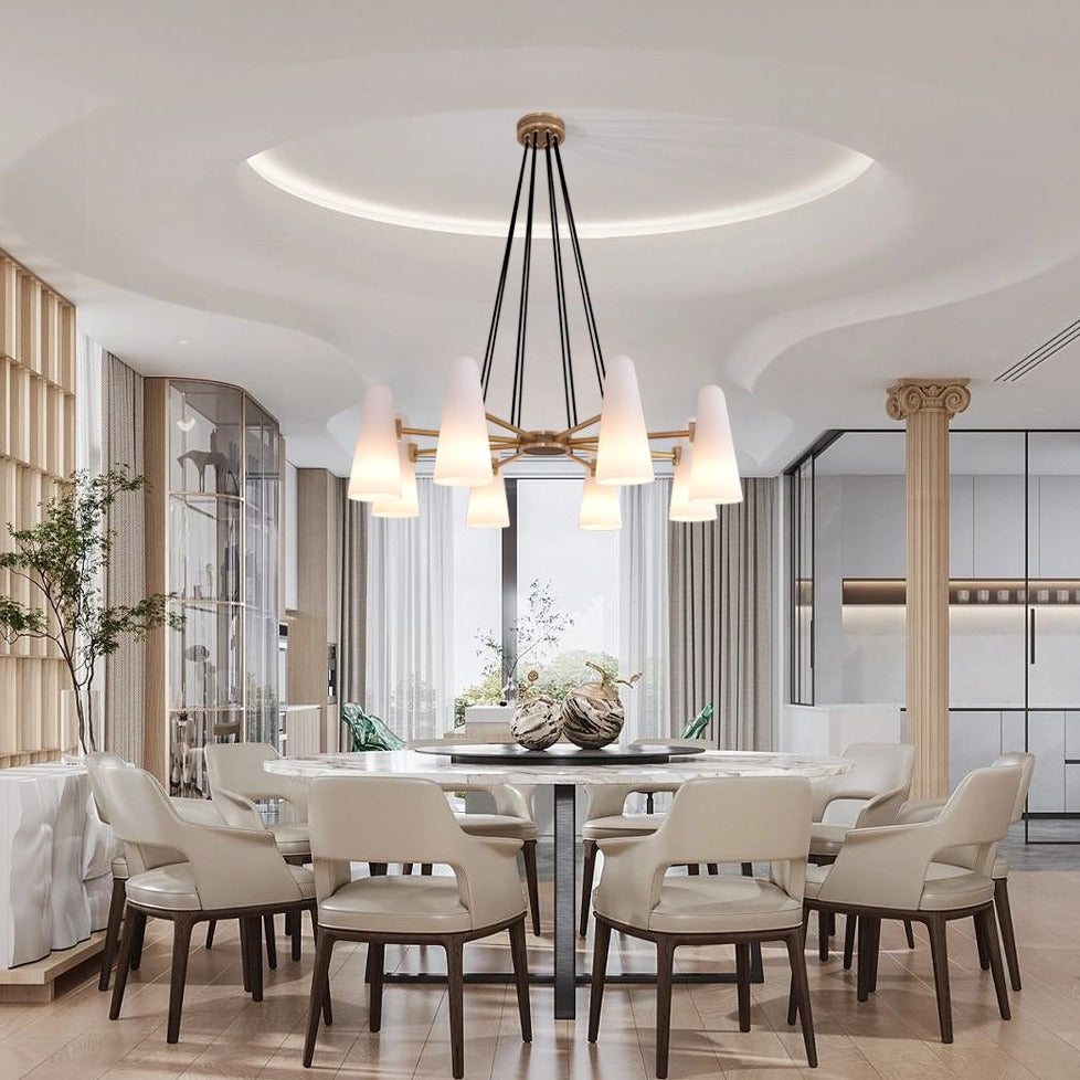 Lydia Modern White Ceramics Round Chandelier 36", 8-lights Chandelier Kevin Studio Inc