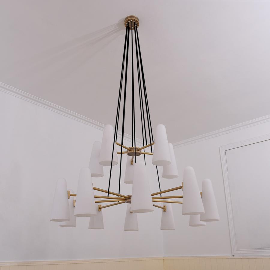 Lydia Modern White Ceramics 2-Tier Round Chandelier 44",15-lights Chandelier Kevin Studio Inc