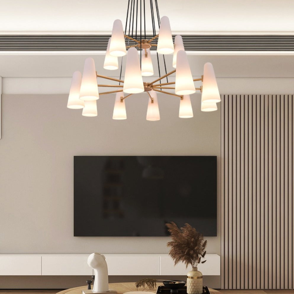Lydia Modern White Ceramics 2-Tier Round Chandelier 44",15-lights Chandelier Kevin Studio Inc