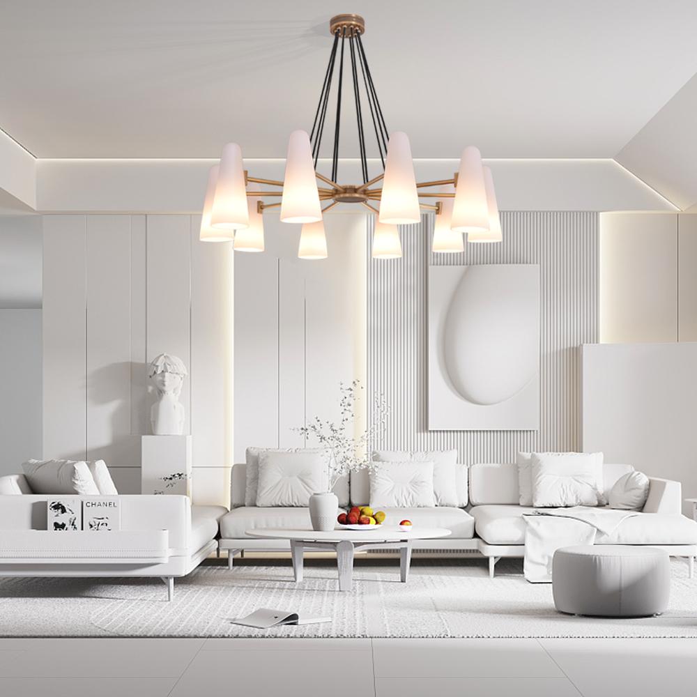 Lydia Modern White Ceramics Round Chandelier 44", 10-lights Chandelier Kevin Studio Inc