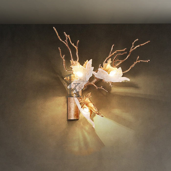 Bahir Modern Maple Leaf Brass Wall Sconces For Bedroom Wall Sconce Kevin Studio Inc StyleA
