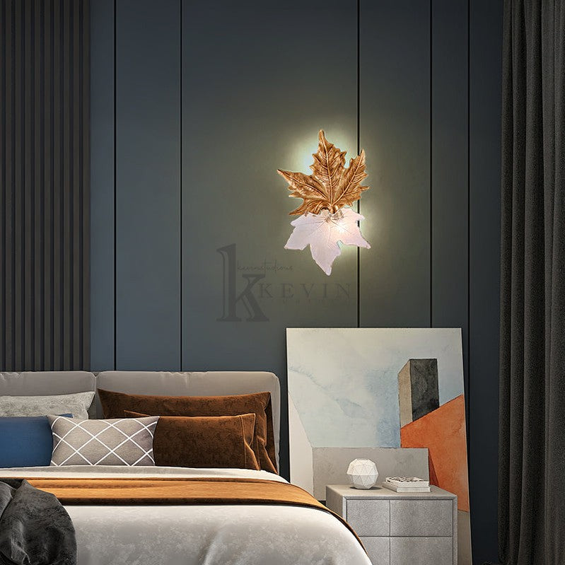 Bahir Modern Maple Leaf Brass Wall Sconces For Bedroom Wall Sconce Kevin Studio Inc