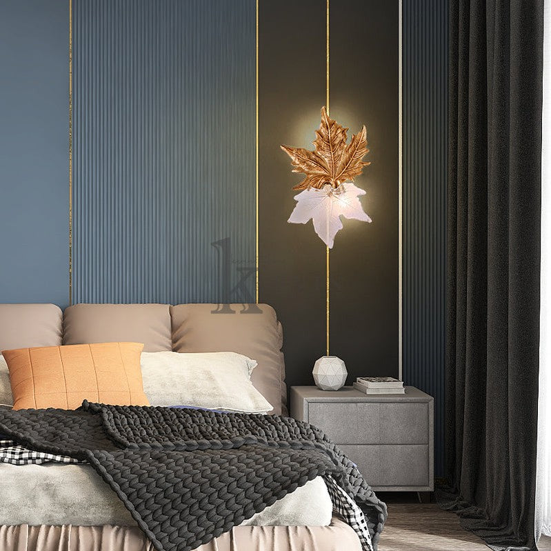 Bahir Modern Maple Leaf Brass Wall Sconces For Bedroom Wall Sconce Kevin Studio Inc