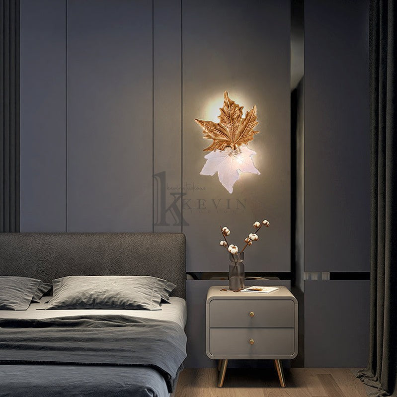 Bahir Modern Maple Leaf Brass Wall Sconces For Bedroom Wall Sconce Kevin Studio Inc
