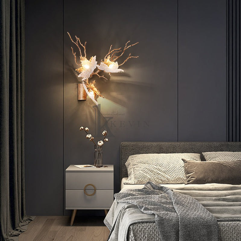 Bahir Modern Maple Leaf Brass Wall Sconces For Bedroom Wall Sconce Kevin Studio Inc