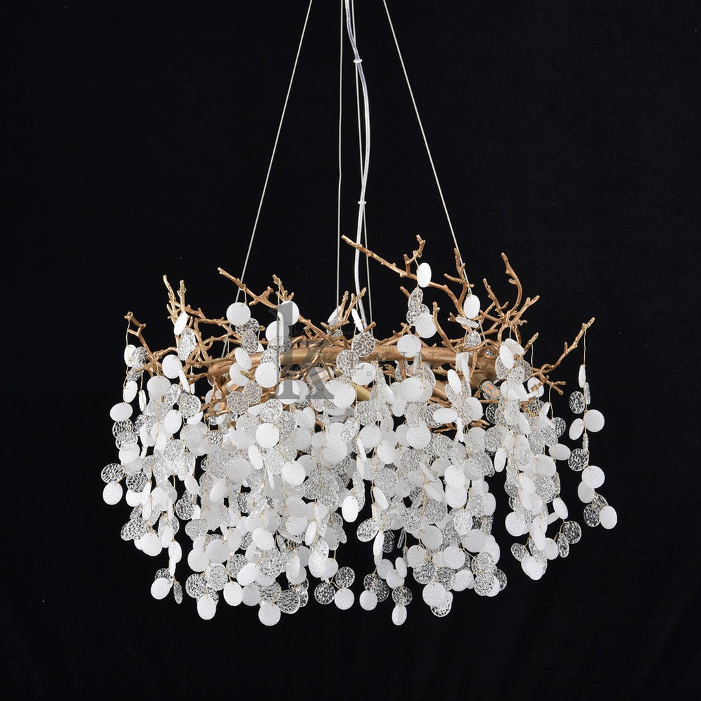 Electra Blossom Modern White Crystal Brass Branch Chandelier Branch Chandelier Kevin Studio Inc