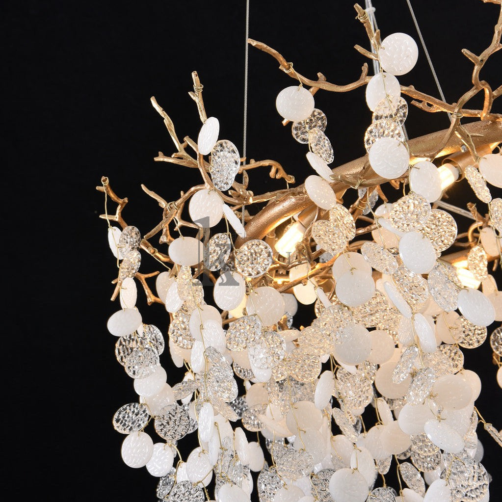 Electra Blossom Modern White Crystal Brass Branch Chandelier Branch Chandelier Kevin Studio Inc