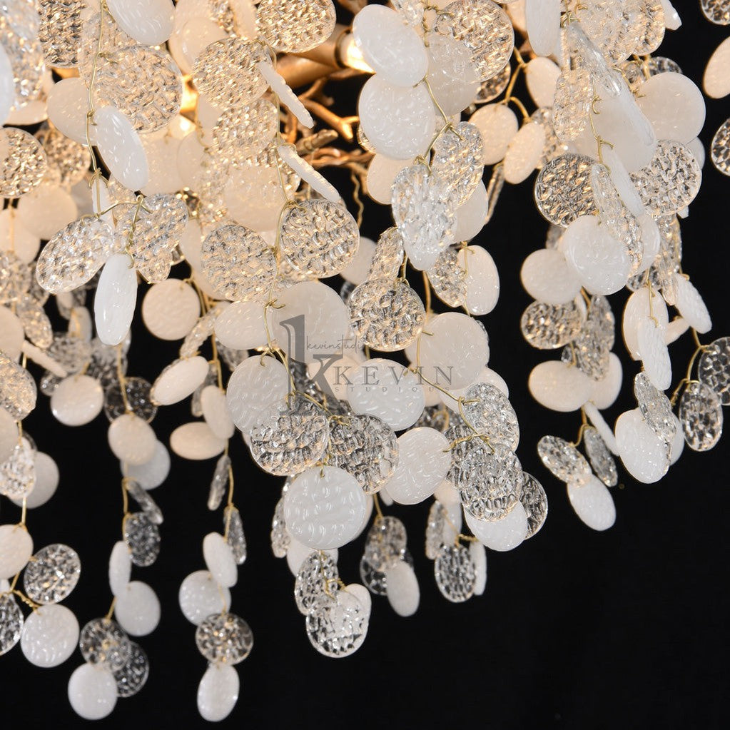 Electra Blossom Modern White Crystal Brass Branch Chandelier Branch Chandelier Kevin Studio Inc