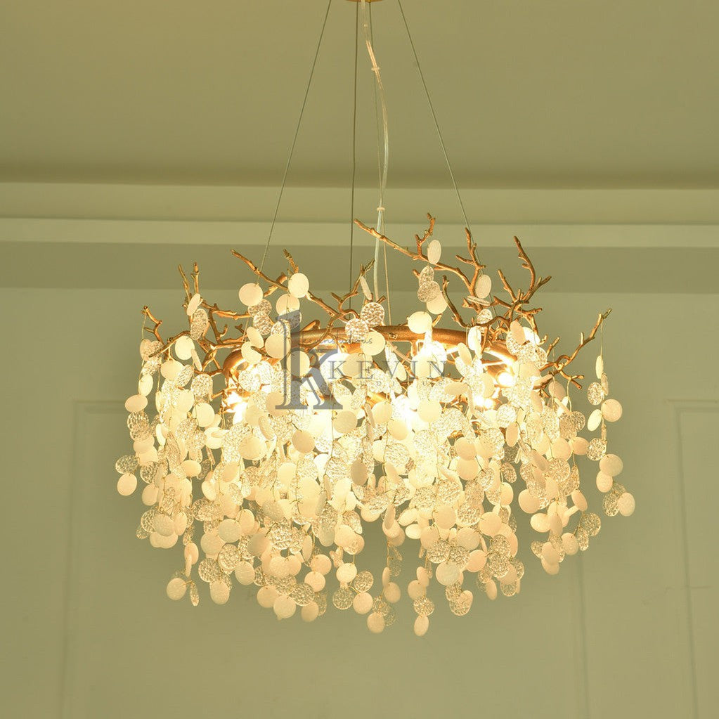 Electra Blossom Modern White Crystal Brass Branch Chandelier Branch Chandelier Kevin Studio Inc