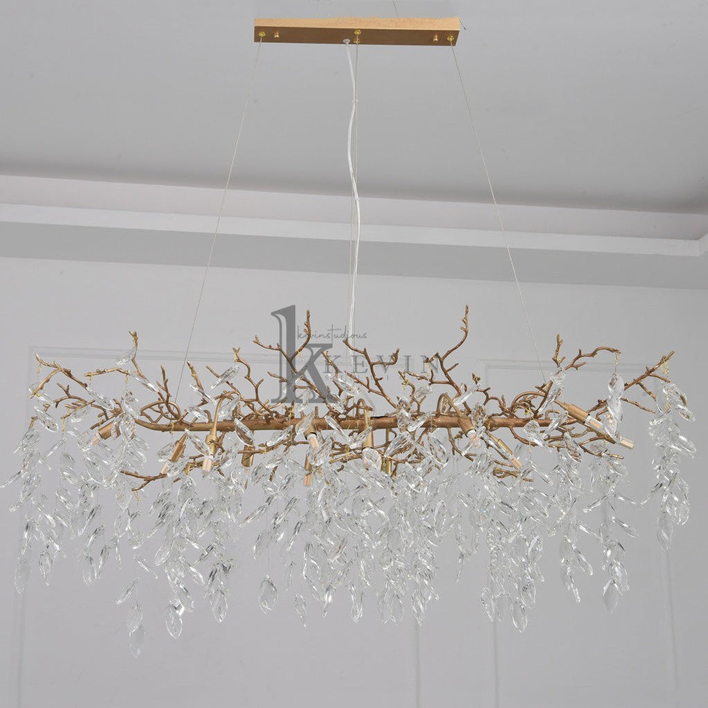 Cobhan Drop shape Gold Clear Crystal Branch Chandelier Branch Chandelier Kevin Studio Inc
