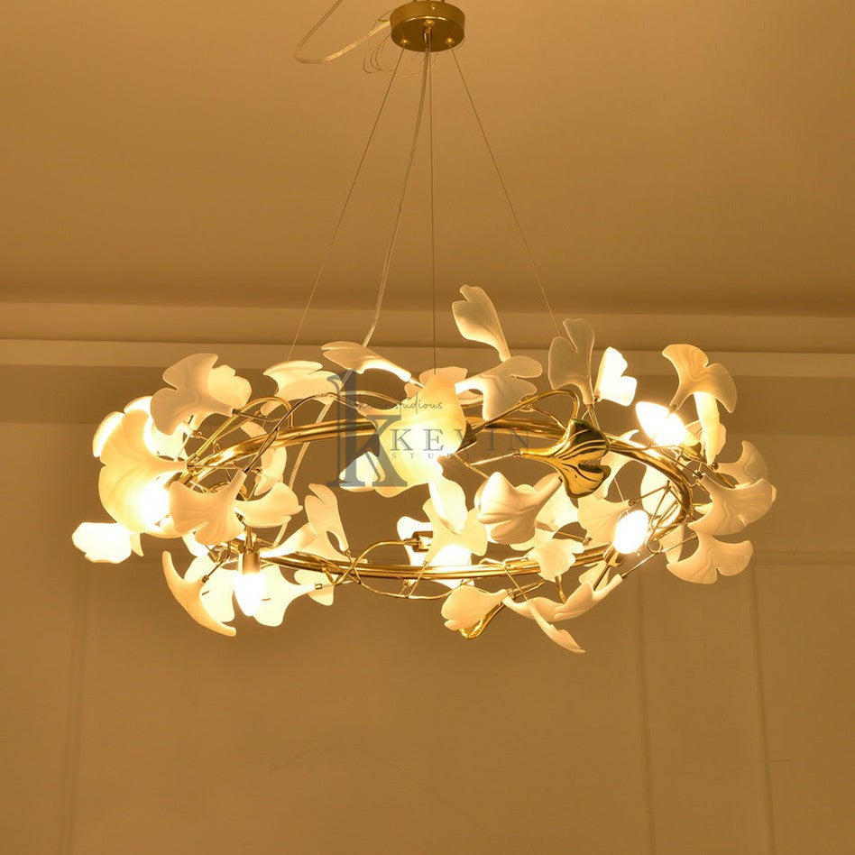 Cullen Fleur-de-lis Ceramic Modern Round Branch Chandelier For Living Room, Chandelier Over Dining Table Chandelier Kevin Studio Inc