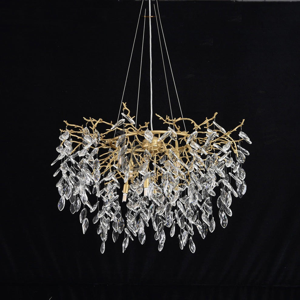 Leon Round Gold Clear Modern Crystal Branch Chandelier Branch Chandelier Kevin Studio Inc