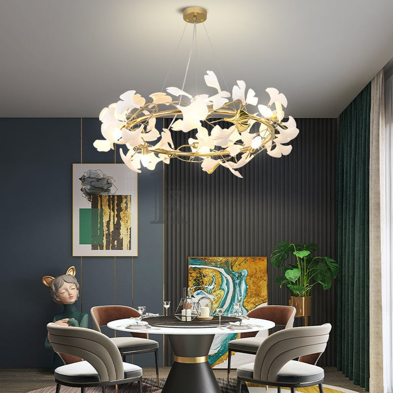 Cullen Fleur-de-lis Ceramic Modern Round Branch Chandelier For Living Room, Chandelier Over Dining Table Chandelier Kevin Studio Inc
