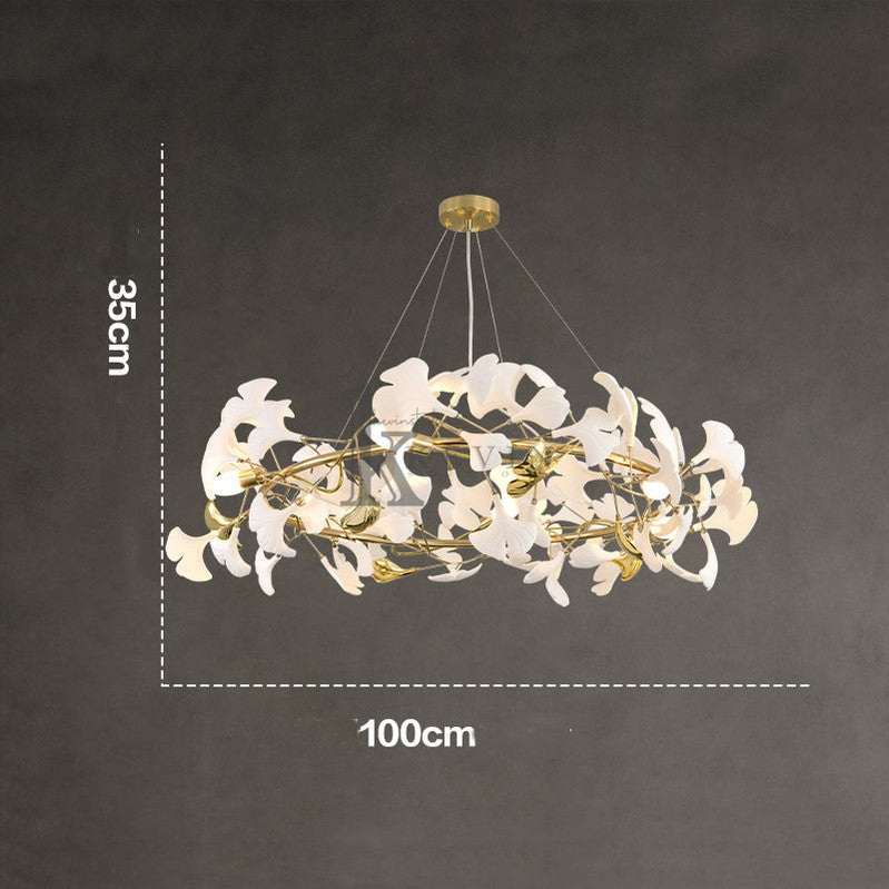 Cullen Fleur-de-lis Ceramic Modern Round Branch Chandelier For Living Room, Chandelier Over Dining Table Chandelier Kevin Studio Inc Diameter 39"