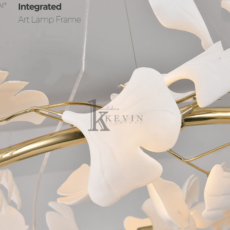 Cullen Fleur-de-lis Ceramic Modern Round Branch Chandelier For Living Room, Chandelier Over Dining Table Chandelier Kevin Studio Inc