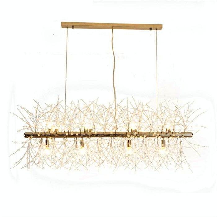 Pecan Modern Kitchen Island Lighting Fixture, Linear Crystal Chandelier Pendant Light Kevin Studio Inc