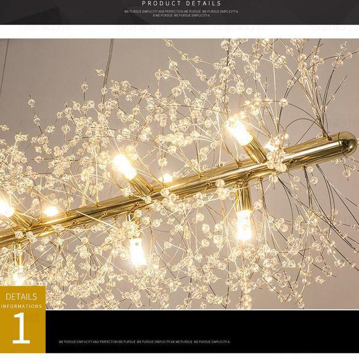 Pecan Modern Kitchen Island Lighting Fixture, Linear Crystal Chandelier Pendant Light Kevin Studio Inc