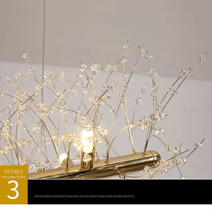 Pecan Modern Kitchen Island Lighting Fixture, Linear Crystal Chandelier Pendant Light Kevin Studio Inc