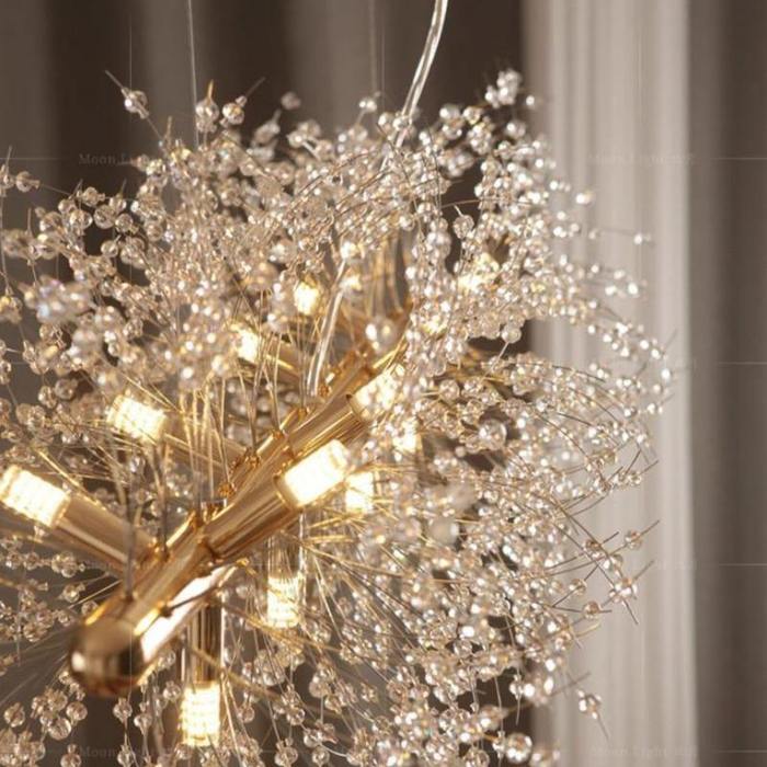 Pecan Modern Kitchen Island Lighting Fixture, Linear Crystal Chandelier Pendant Light Kevin Studio Inc
