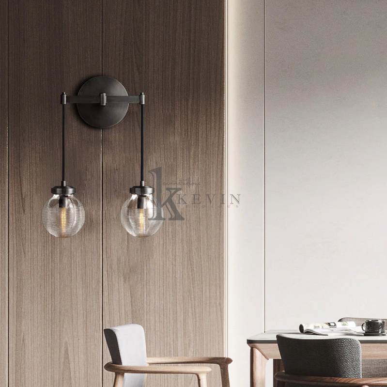 Kalita Modern Two Head Crystal Wall Sconces For Bedroom wall sconce Kevin Studio Inc
