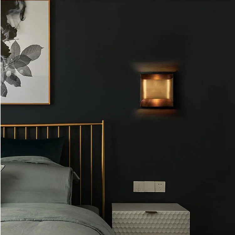 Unity Modern Brass Square Wall Sconce For Bedroom, Living Room wall sconce Kevin Studio Inc