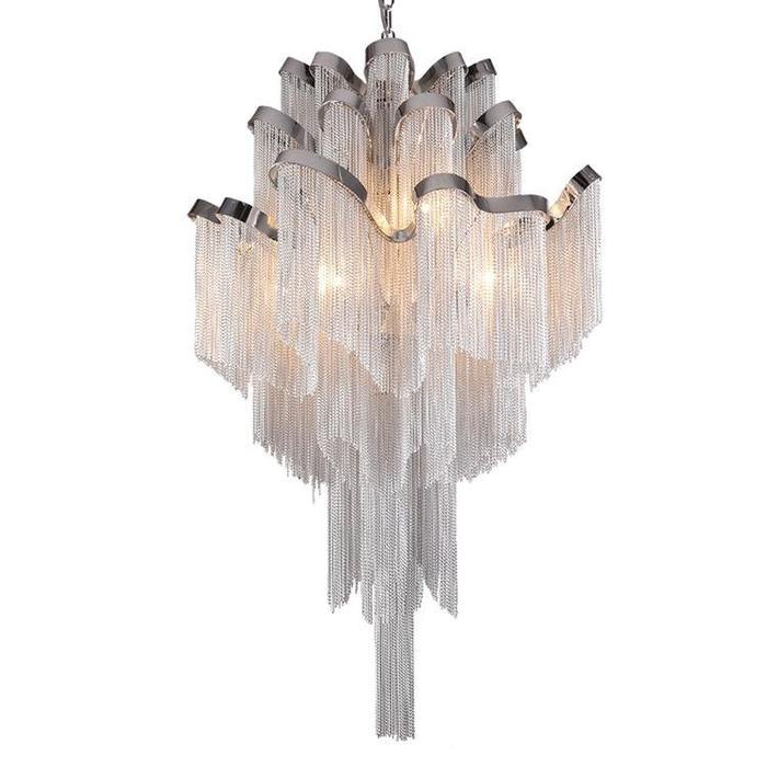 Flavio Modern Aluminum Chain Tassel Stream Chandelier Chandelier Kevin Studio Inc