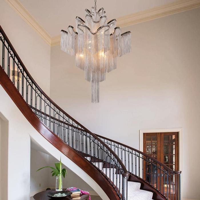 Flavio Modern Aluminum Chain Tassel Stream Chandelier Chandelier Kevin Studio Inc