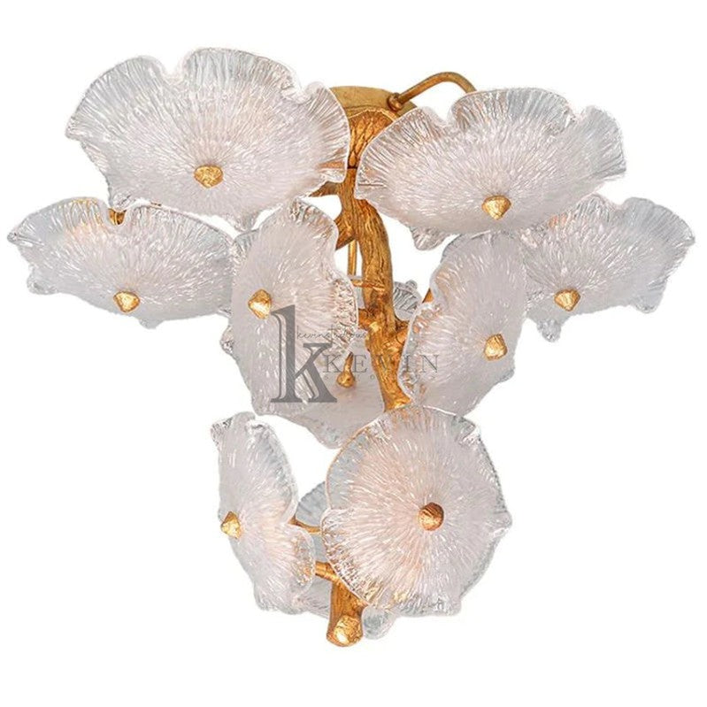 Aruna Modern Luxury Leaf glass flower Ceiling Chandelier Branch Chandelier Kevin Studio Inc