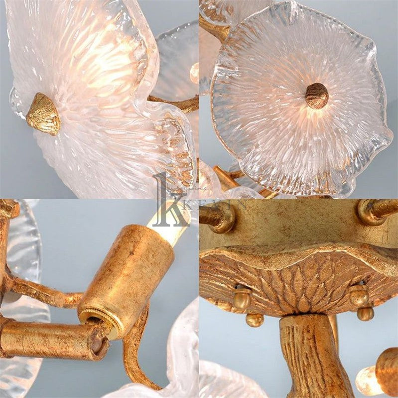 Aruna Modern Luxury Leaf glass flower Ceiling Chandelier Branch Chandelier Kevin Studio Inc