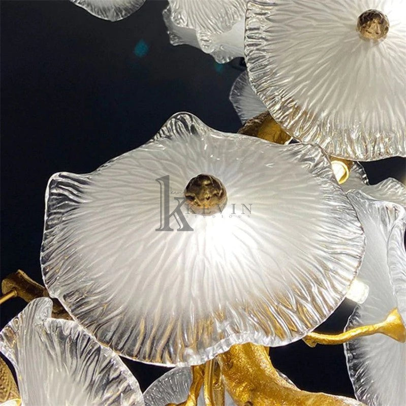 Aruna Modern Luxury Leaf glass flower Ceiling Chandelier Branch Chandelier Kevin Studio Inc