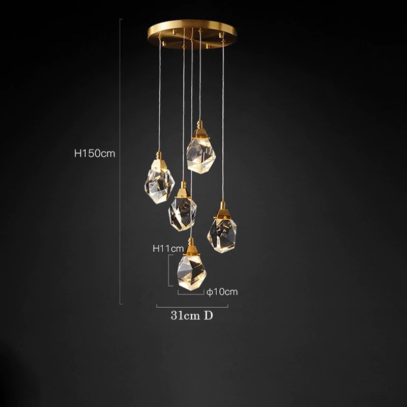 Pavla Modern K9 Crystal Multi-Lights Pendant Light For Staircase Pendant Light Kevin Studio Inc 5 Lights
