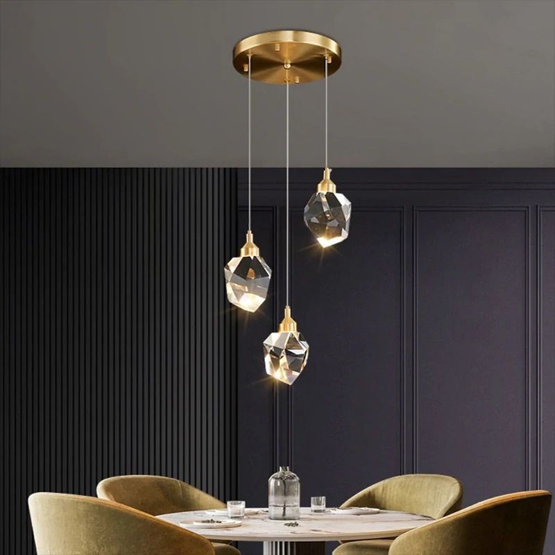 Pavla Modern K9 Crystal Multi-Lights Pendant Light For Staircase Pendant Light Kevin Studio Inc 3 Lights