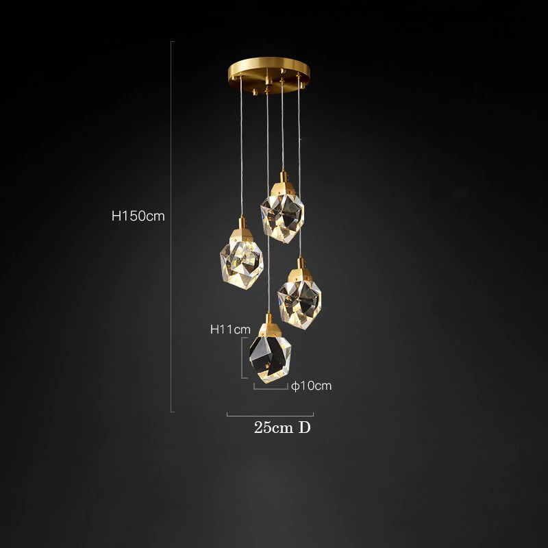 Pavla Modern K9 Crystal Multi-Lights Pendant Light For Staircase Pendant Light Kevin Studio Inc 4 Lights